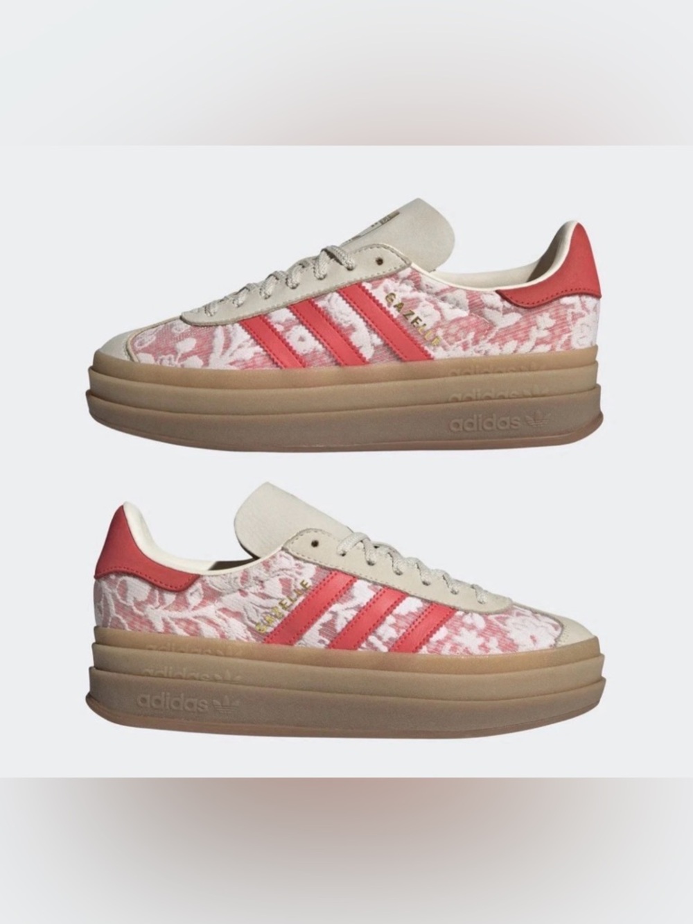 adidas Pink Floral Platform Sneakers with Cream Overlays